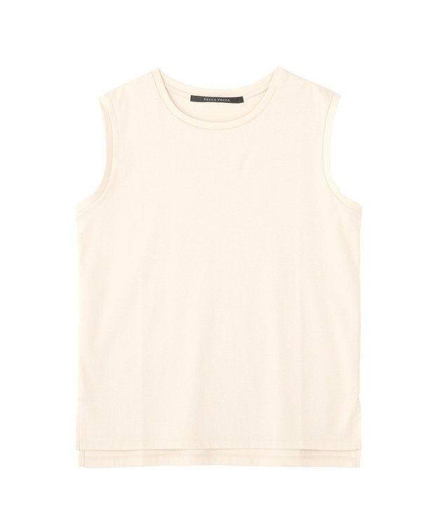 YECCA VECCA コットンスムースノースリーブトップス Beige