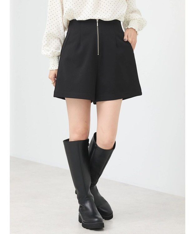 earth music&ecology フロントジップショートパンツ Black