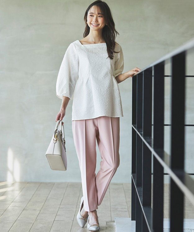 ANY SIS S 【洗える】フラワーエンボス ブラウス オフ