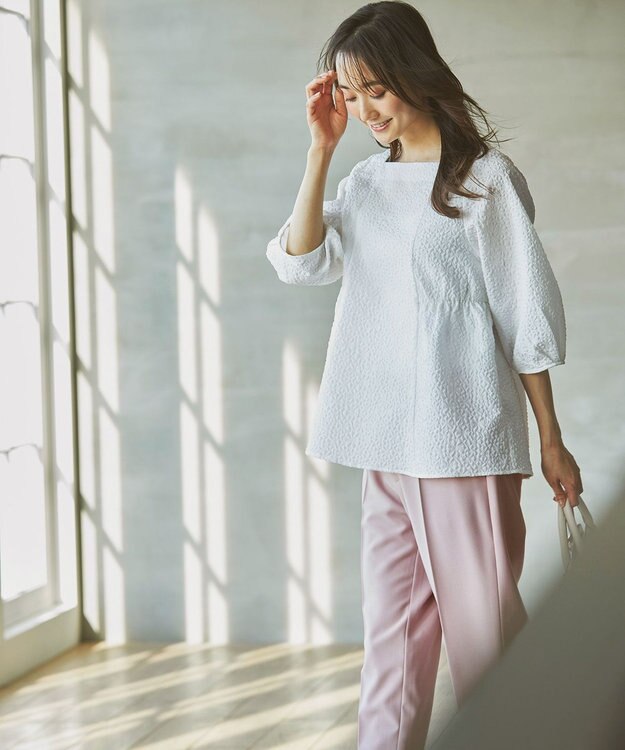 ANY SIS S 【洗える】フラワーエンボス ブラウス オフ