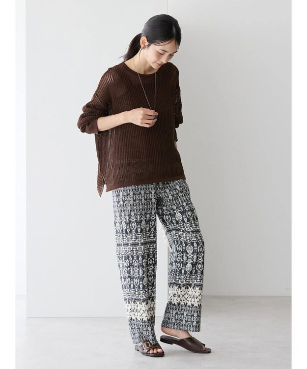 AMERICAN HOLIC 透かし編みメッシュニットプルオーバー Brown