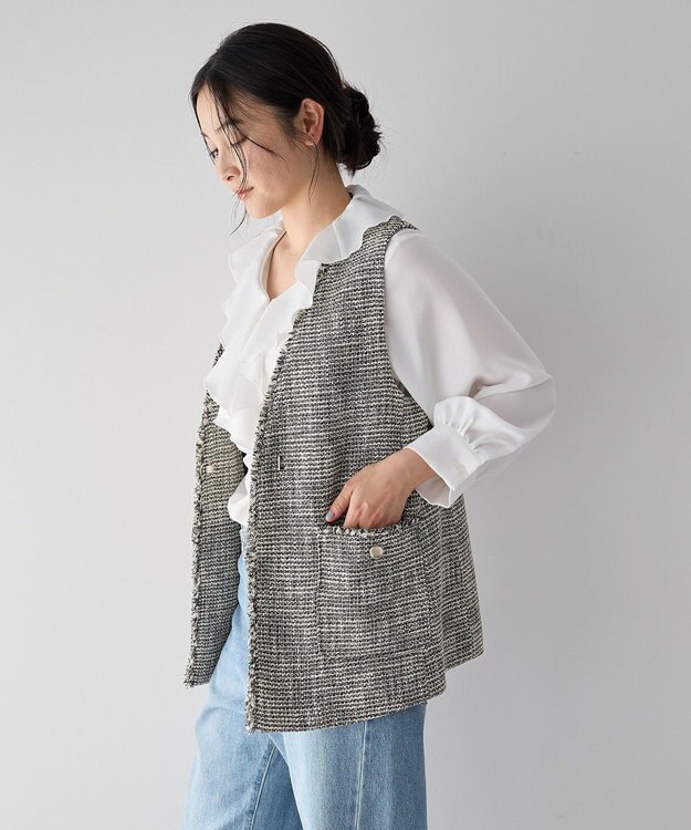 YECCA VECCA ラッフルブラウス White