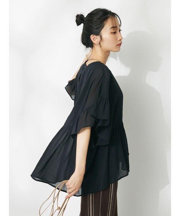 CRAFT STANDARD BOUTIQUE ウ゛ィンテージボイルティアード切替ブラウス Black