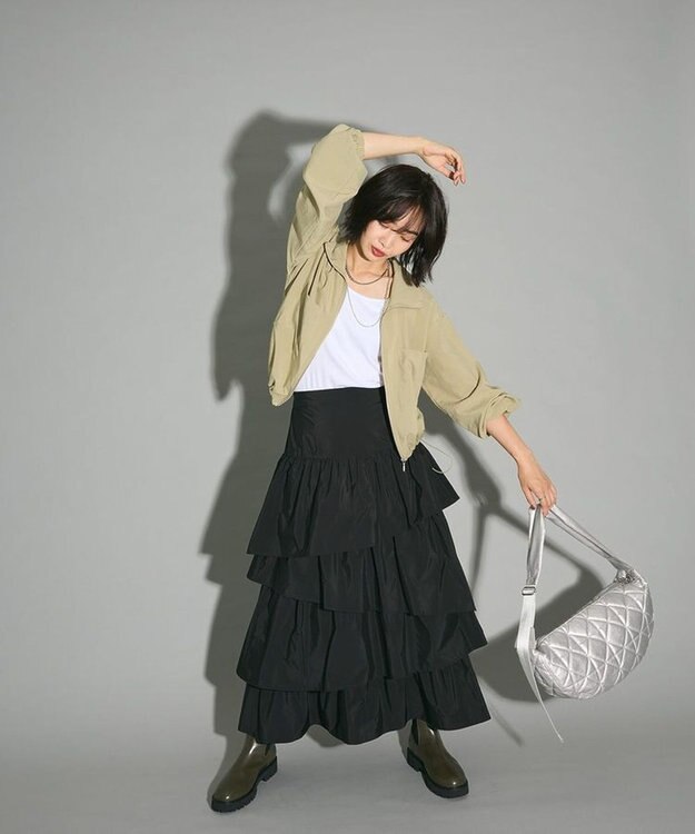 Green Parks ・ＥＬＥＮＣＡＲＥ　ＤＵＥ　ランダムティアードスカート Black