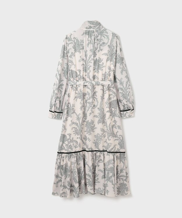 GRACE CONTINENTAL サラサプリントリボン付ワンピース ブラック