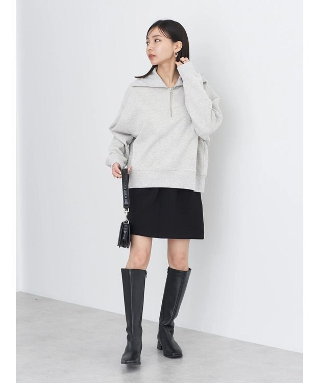 earth music&ecology ハーフＺＩＰスウェット Light Gray Mixture