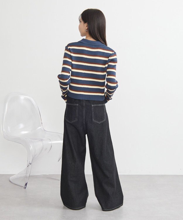 earth music&ecology Wジップリブカーディガン マルチ