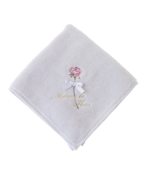 Maison de FLEUR ローズ刺繍タオルハンカチ Lilac