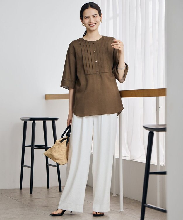 自由区 【SHIHOさん着用・可変デザイン・季節を彩る素材】ワイドライフィア トートバッグ ベージュ