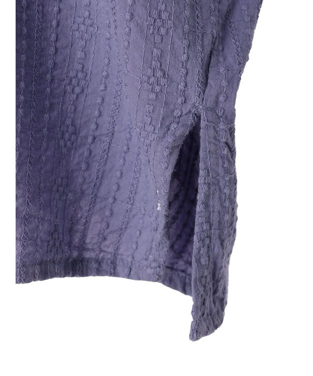 Green Parks インド綿　ＳＥＴ２点　マルチ刺繍ブラウス＋タンク Purple