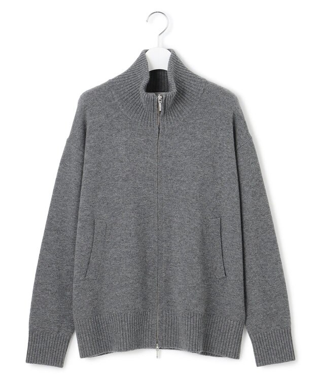 ICB L 【新色追加】ソフトカシミヤミックス ニットトラックジャケット ミディアムグレー
