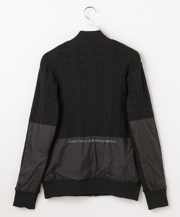 23区GOLF 【MEN】ケーブルジップアップカーディガン　防風裏地付き ブラック系