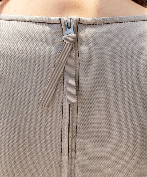 Tiaclasse 【洗える】パフスリーブ配色ステッチワンピース ベージュ