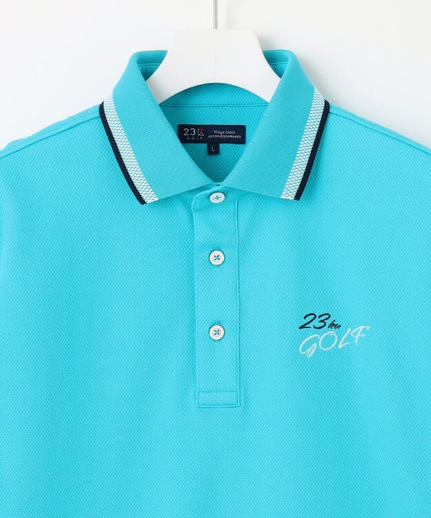 23区GOLF 【MEN】【UVケア/吸水速乾】ハニカムカノコ 半袖ポロシャツ ターコイズブルー系