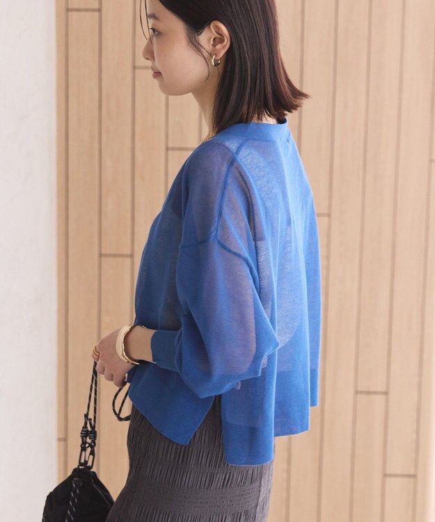 AMERICAN HOLIC ウォッシャブルショート丈シアーカーディガン Deep Blue