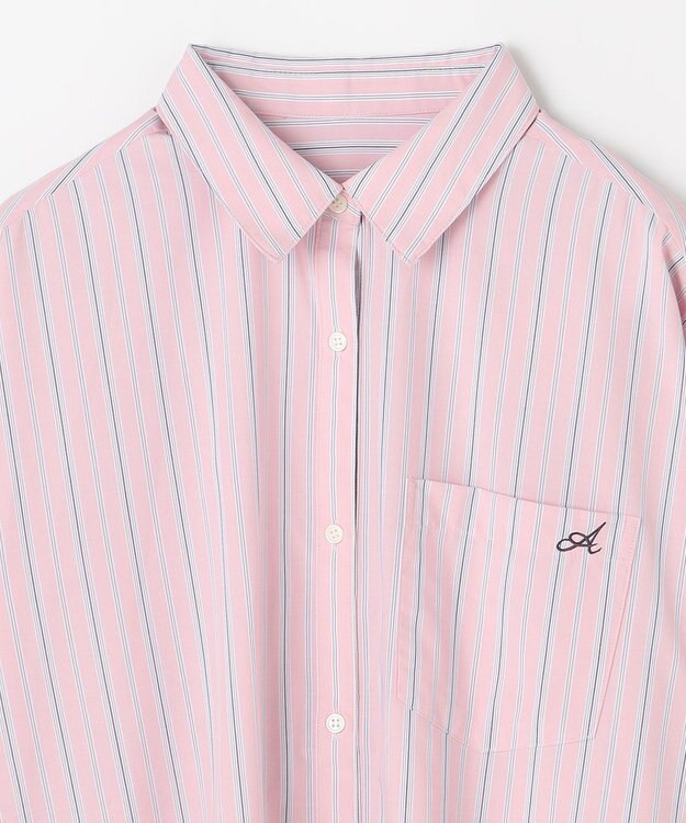 ANY L オーバーサイズシャツ ピンクストライプ