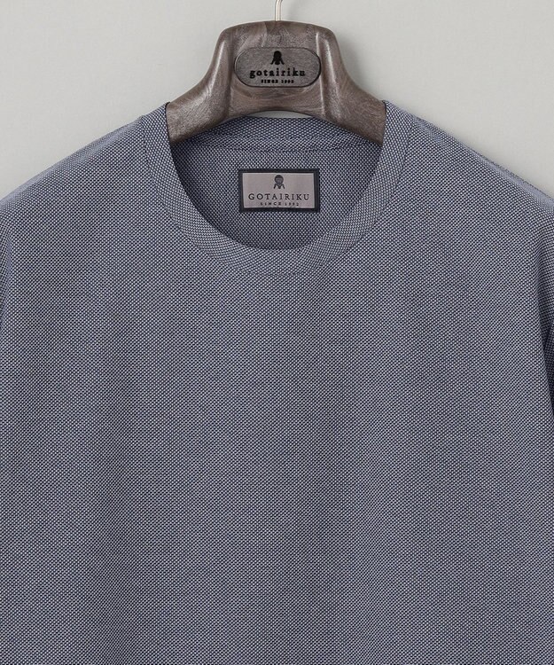 GOTAIRIKU 仕事で着られるTシャツ【サラサラ/よれにくい/透けにくい】キレイめ 鹿の子 ビズTシャツ ダルブルー系