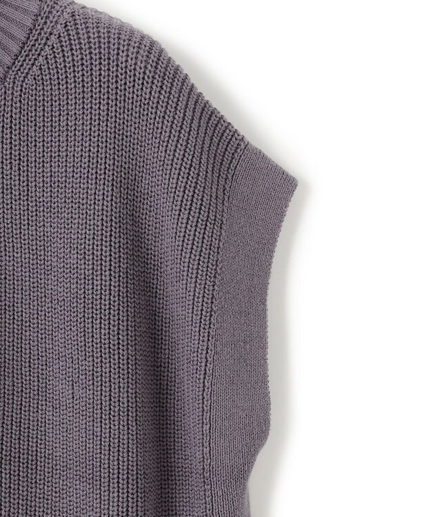 J.PRESS YORK STREET 【WOMEN】コットンニット ハーフジップポンチョ ダルブルー系