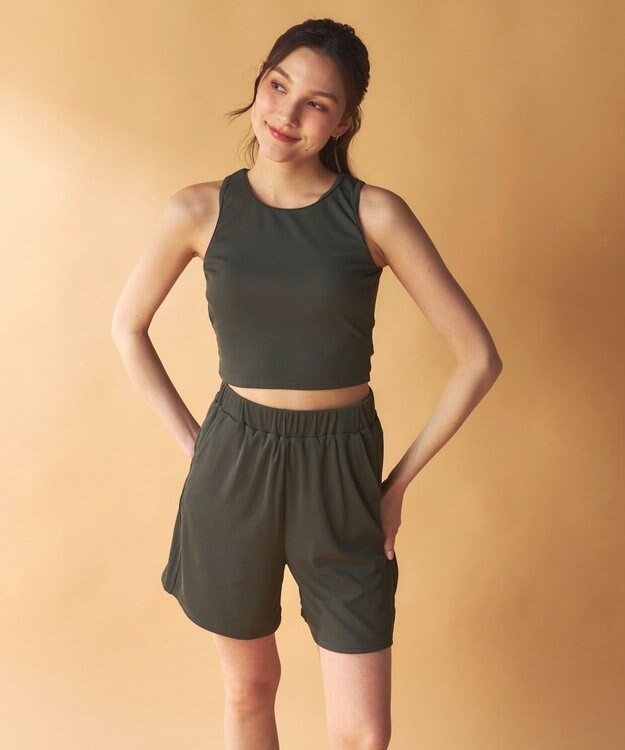 OP／FILA 【Ocean Pacific】ラッシュガード/レギンス付き 水着5点セット カーキ