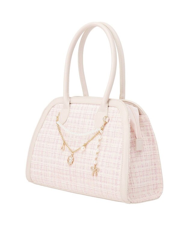 Maison de FLEUR チャーム付きツイード2Wayバッグ Light Pink