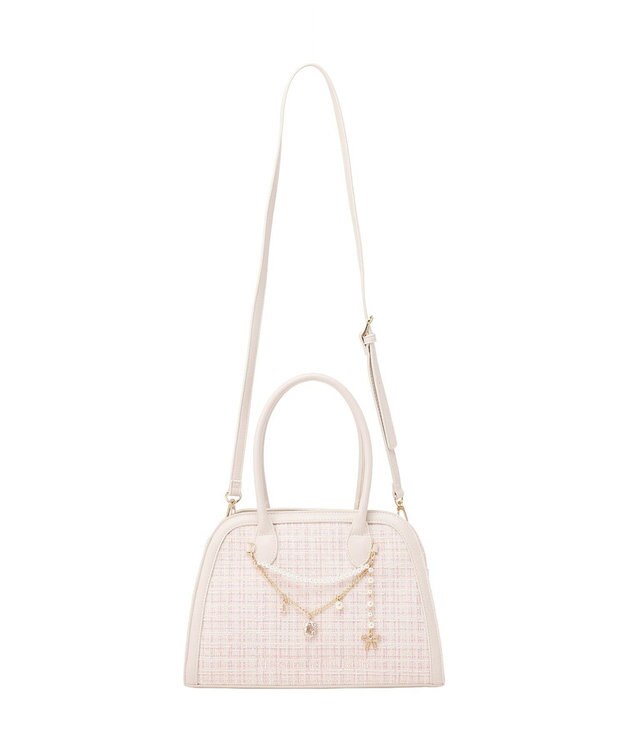 Maison de FLEUR チャーム付きツイード2Wayバッグ Light Pink