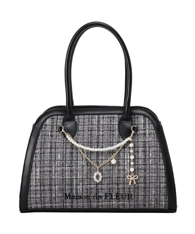Maison de FLEUR チャーム付きツイード2Wayバッグ Black
