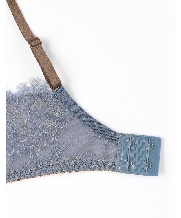 AMPHI ブラジャー 谷間メイク 脇高設計 細身え効果 Gカップまで対応 大きいサイズ 【Glama-Rich グラマリッチ 脇スッキリタイプ】ブラ BYJ603 アンフィ／ワコール ブルー