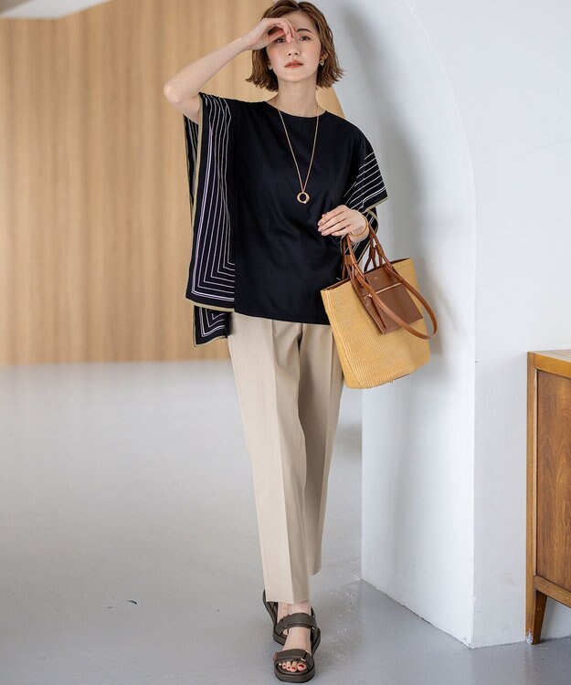 23区 雑材 トートバッグ ナチュラル×ブラウン