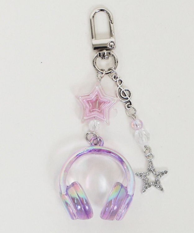 WEGO オーロラクリアヘッドホンキーホルダー ライトパープル