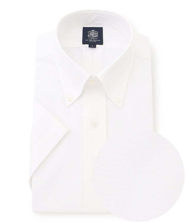 J.PRESS MEN 【PREMIUM PLEATS / 形態安定】ピンオックス 半袖シャツ / B.D. ホワイト系