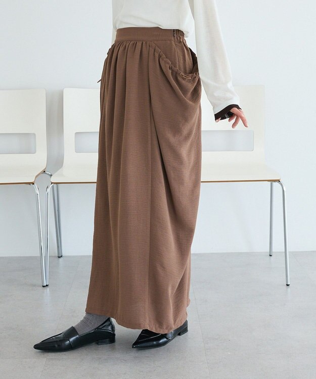 CRAFT STANDARD BOUTIQUE ドレープポケットデザインスカート Brown