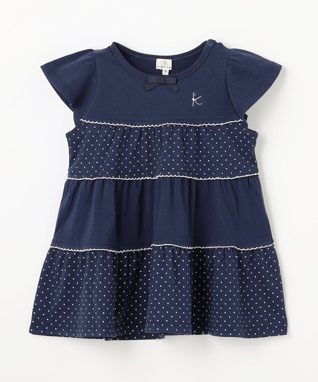 組曲 KIDS 【80-100㎝】 ドットティアードチュニック ネイビー