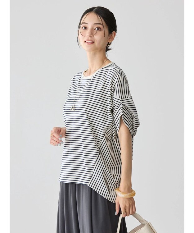 AMERICAN HOLIC ドルマン変形カットプルオーバー Border Navy