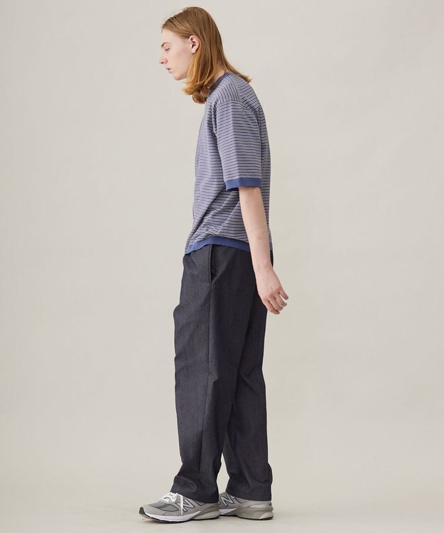 UNFILO MENS FINE MOVE クルーネック ニット [24年春夏商品] ブルーボーダー