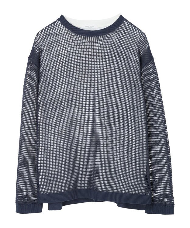 Green Parks ＳＥＴ２点ロンＴ＋メッシュニットプルオーバー Blue