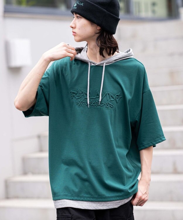 WEGO 【接触冷感/ユニセックス着用ITEM】エンボスロゴグラフィックTPK（SS） ダークグリーン