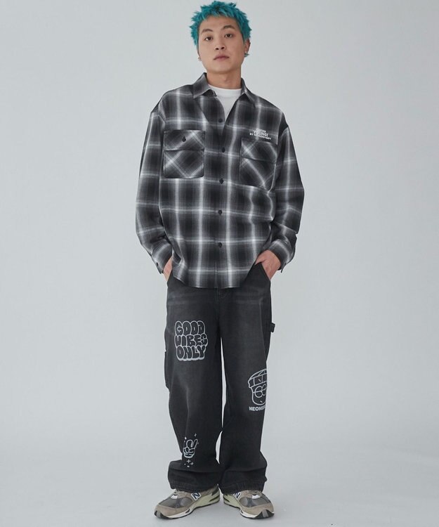 WEGO 【ユニセックス着用ITEM】グラフィックオンブレチェックシャツ（LS） 柄1