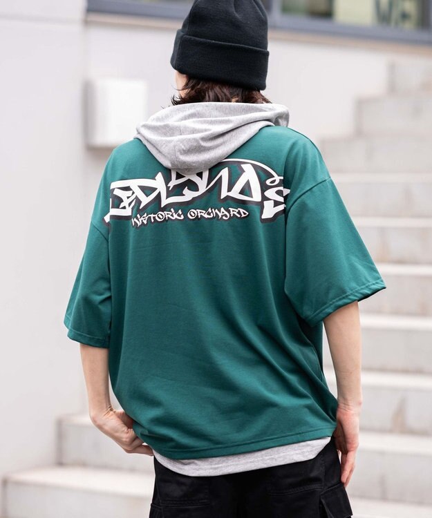 WEGO 【接触冷感/ユニセックス着用ITEM】エンボスロゴグラフィックTPK（SS） ダークグリーン