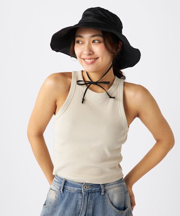 OP／FILA 【Ocean Pacific】UVカットつば広ハット ブラック