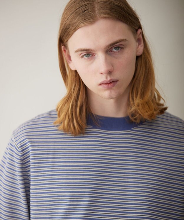 UNFILO MENS FINE MOVE クルーネック ニット [24年春夏商品] ブルーボーダー