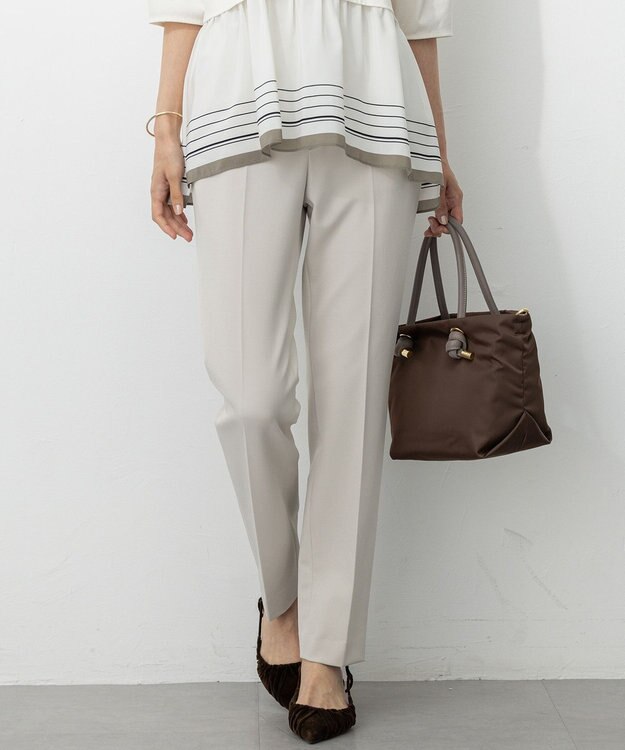 23区 L 【VERY掲載/撥水加工/洗える】TRストレッチギャバ テーパード パンツ アイボリー系