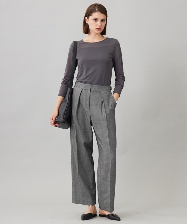 ICB L 【洗える】 ハイツイストシアー カットソー チャコール系