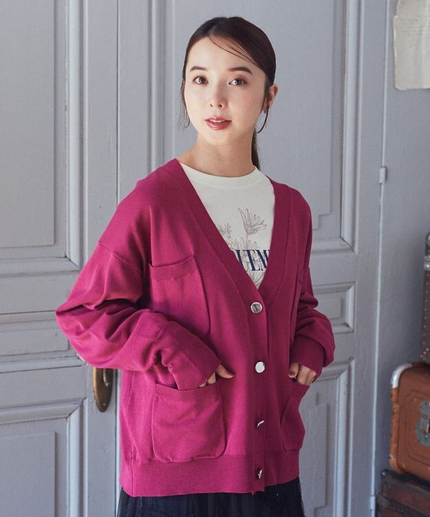 earth music&ecology メニーポケットカーディガン Dark Pink