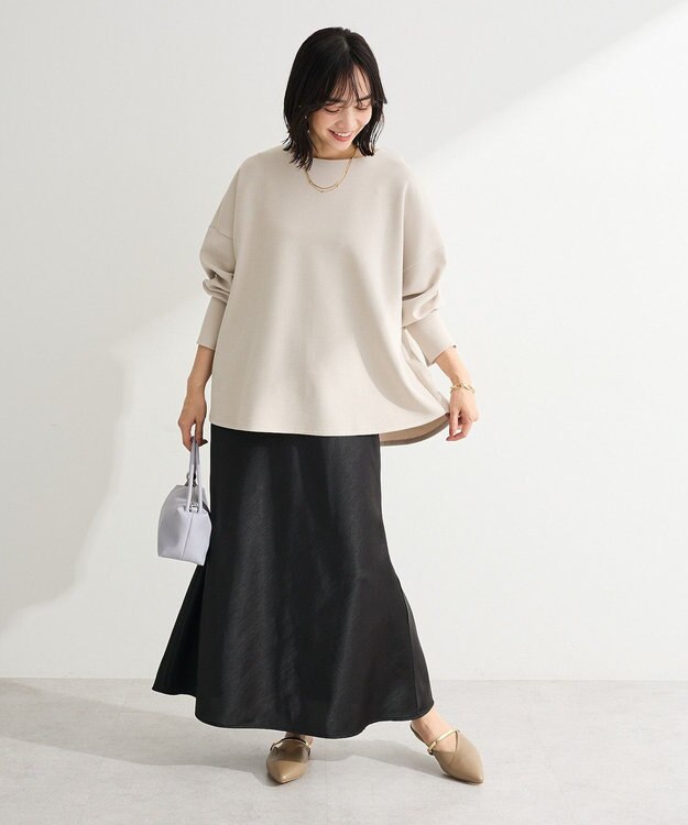 Green Parks 光沢サテンナロースカート Black