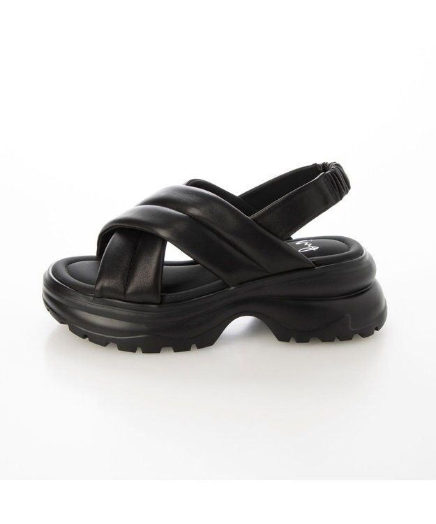 ing <ing>厚底クロスベルトスポーツサンダル ブラック