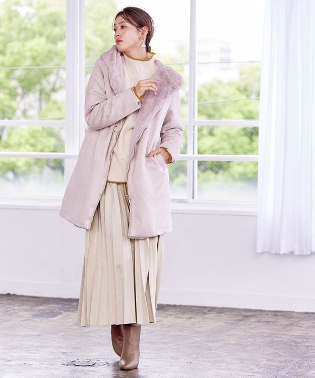 Tiaclasse 【洗える】かのこ編み配色ラインニットプルオーバー オフホワイト