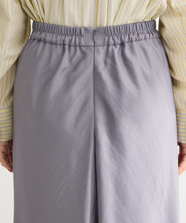 Green Parks 光沢サテンナロースカート Charcoal Gray