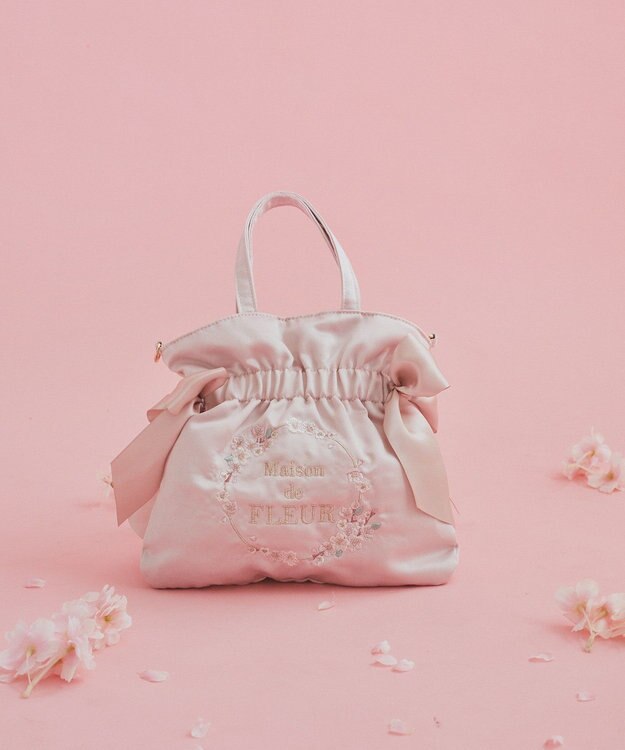 Maison de FLEUR sakuraダブルリボン2Wayトートバッグ Pink