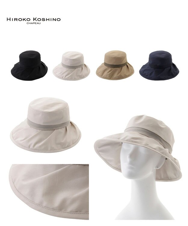 MOONBAT 【遮光100％/遮熱/UV】HIROKO KOSHINO(ヒロコ コシノ)遮光シアー カサブランカ 帽子 ゆったりMサイズ 手洗い可能/サイズ調整可能/日本製 ベージュ