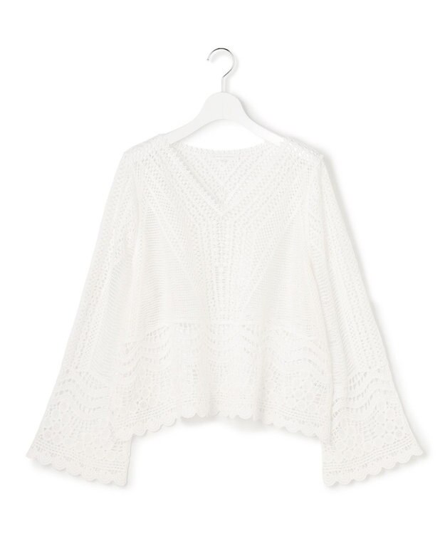 23区 【GOLD LABEL】コットンレーシー ニット ホワイト系